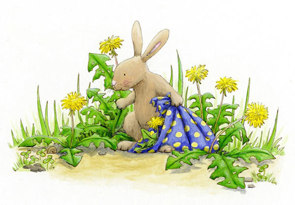 איור מהספר הנ"ל - ארנב עם שמיכה. מאת ליין מרלו