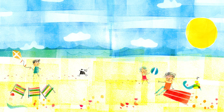 ילדים על החוף - איור של טטיאנה פיני