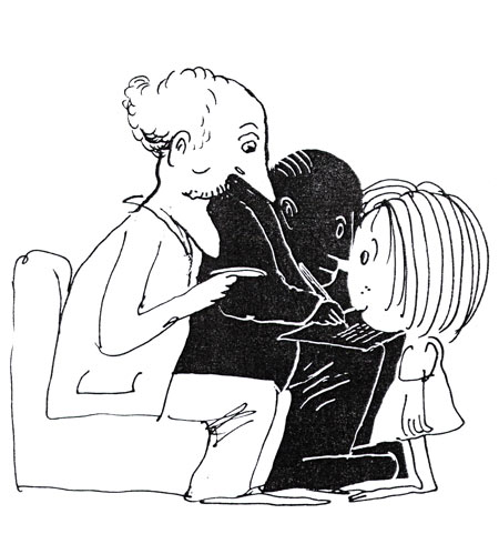 איור של דני קרמן מהספר שיחות עם הנכדה מאת אליעזר שטיינמן