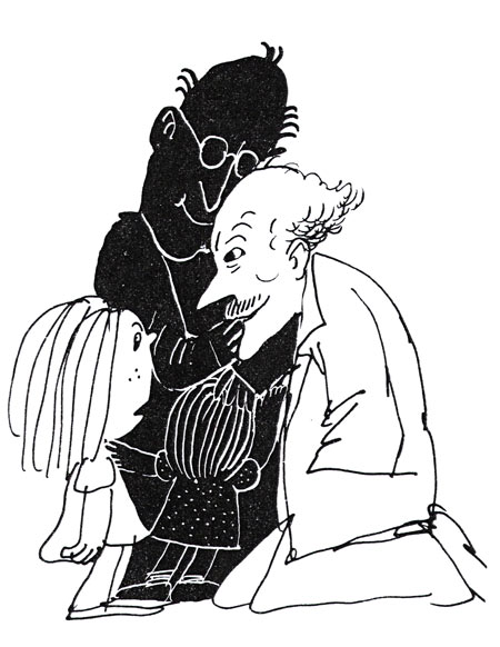 איור של דני קרמן מהספר שיחות עם הנכדה מאת אליעזר שטיינמן