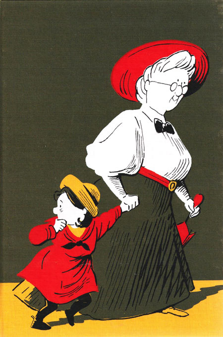 עטיפת הספר כתבי הנונסנס של בלוק בהוצאת פוליו. איורים: פוזי סימונדס. על העטיפה רק איור של סימונדס ללא כותרת או טקסט. באיור: אישה אוחזת בידה של ילדה